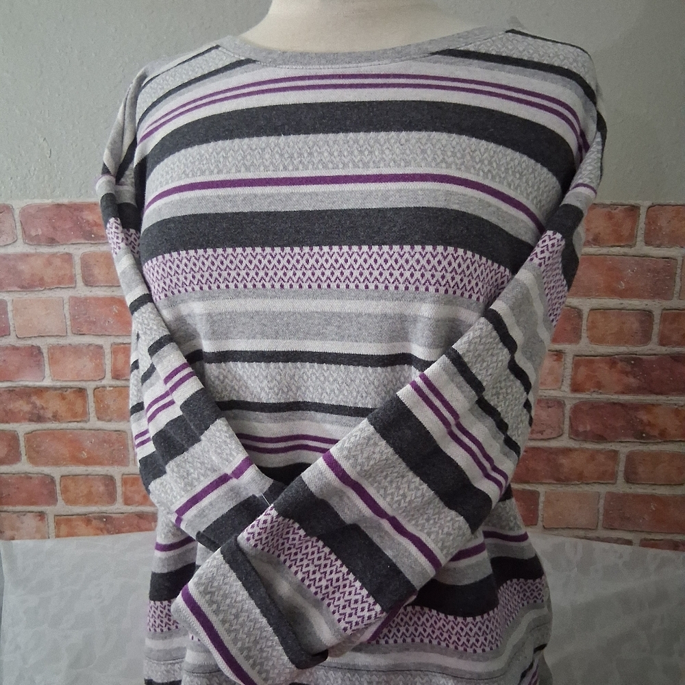 Striped Gray and Purple Top
